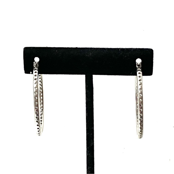 Sterling Silver 925 CZ Inside Out Hoop Earrings - Picture 7 of 11